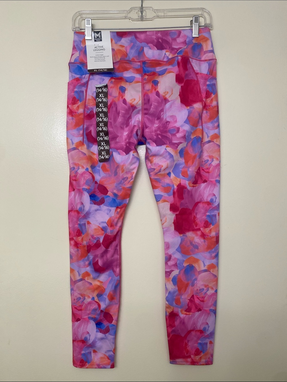 Girls' Pink Floral Active Leggings - Picture 3 of 4